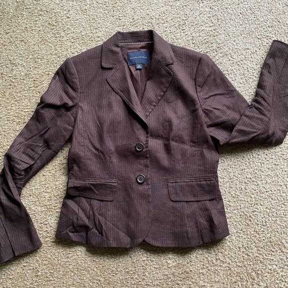 Banana Republic Women's Striped Brown Double Button Stretch Blazer, Size 6 (B1) - Picture 6 of 8